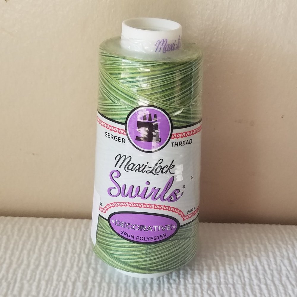 Maxi-Lock Swirls 3000 yd Kiwi Twist Varigated Polyester Sewing or Serger Thread